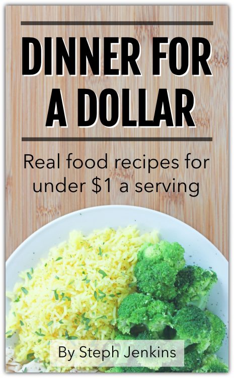 Dinner for a Dollar ebook - If you have ever wondered how to eat real food on a tight budget, we made Dinner for a Dollar for you. And it's free for 3 days only! #frugalliving #whatsfordinner #eathealthy #realfood From CheapskateCook.com