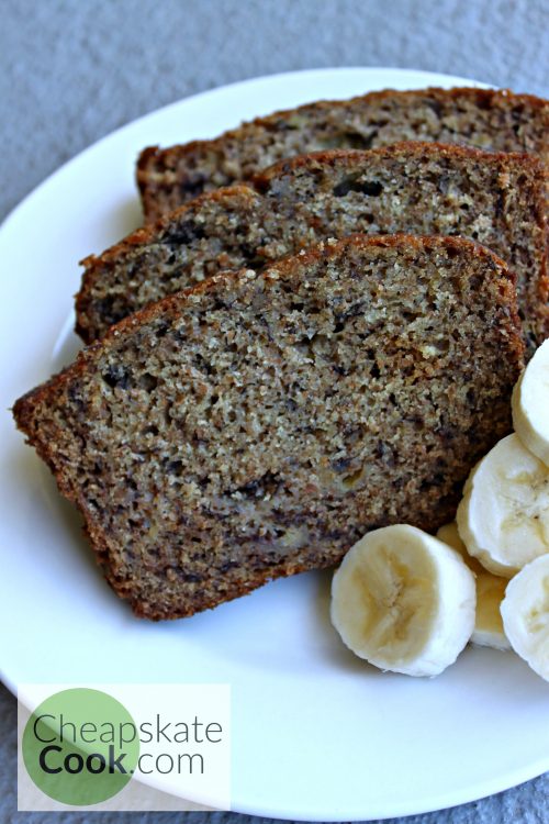 Healthier, 1-Bowl Banana Bread - My great-grandmother's recipe. The easiest, moistest, least crumbly banana bread I've ever tasted, and the only one I make. From CheapskateCook.com