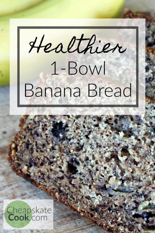 Healthier, 1-Bowl Banana Bread - My great-grandmother's recipe. The easiest, moistest, least crumbly banana bread I've ever tasted, and the only one I make. From CheapskateCook.com