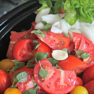 Easy, Frugal Slow Cooker Tomato Sauce - You can use this with fresh or canned tomatoes, fresh or dried onion, etc. Use what you have; use what you like. From CheapskateCook.com