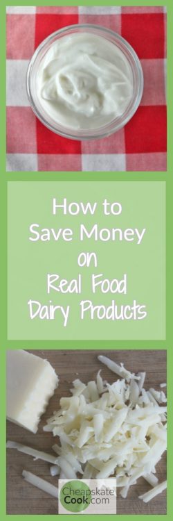 How to Save Money on Dairy Products - Tips for getting the most out of milk, butter, cheese, yogurt, and more. From CheapskateCook.com