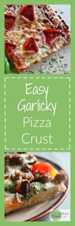 Easy, delicious, garlicky pizza crust that you can make with white flour or whole grain. Costs about 70 cents per pizza. So now we can eat more pizza!