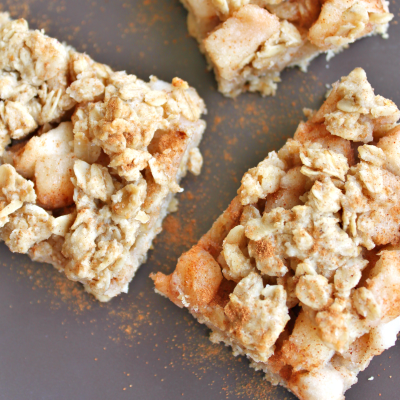 Apple & Oat Mix-in-the-Pan Bars - like Apple Crisp grew up and got classy. Still quick to make, full of real food (whole grains, sweetened with maple syrup), and makes the perfect Fall dessert. - Gluten-free, dairy-free, egg-free, and vegan options. From CheapskateCook.com