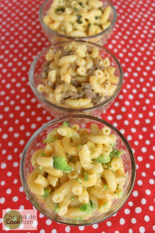 4 Easy ways to the load the perfect, inexpensive comfort food with vegetables or protein. Because for some reason we keep trying to improve upon perfection. Macaroni & Cheese made the easy and cheap way, with real food.