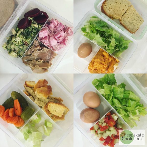 Lunchboxes with snacks and leftovers