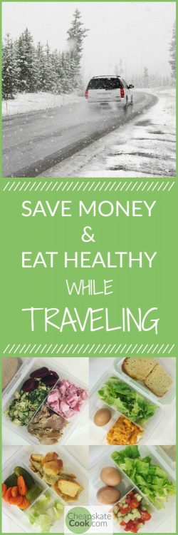 Save Money & Eat Healthy While Traveling - Traveling can be stressful, but these tips will help you save money and eat healthier on the road. Learn what to pack and what NOT to pack. Frugal, Real Food ideas, including gluten-free and dairy-free. From CheapskateCook.com