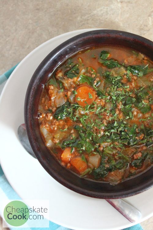 Hamburger Soup with added greens