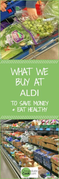 What We Buy at Aldi - Save money and eat healthy! If you want to know what a health-conscious foodie buys at Aldi, check out our list! It's everything we purchase on a regular basis right now. From CheapskateCook.com