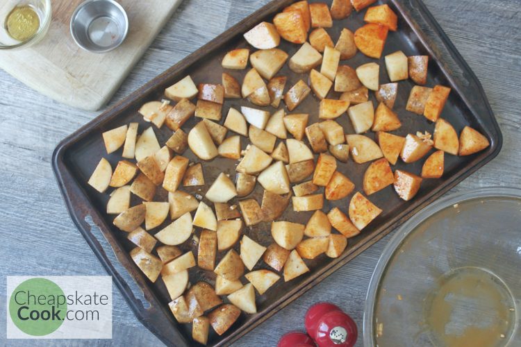 Potatoes on a baking sheet