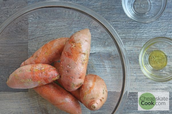 Sweet potatoes with oil and salt