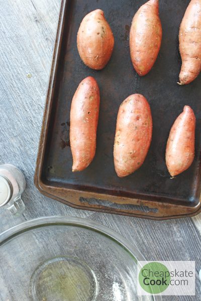 Sweet potatoes ready to bake
