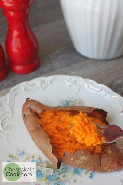 Baked sweet potato on a plate