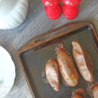 Deeply Flavorful Baked Sweet Potatoes - An extra-flavorful, easy way to make baked sweet potatoes even better. Whole30, paleo, dairy-free, gluten-free, CHEAP, and just plain good. The best baked sweet potatoes I've ever had. From CheapskateCook.com