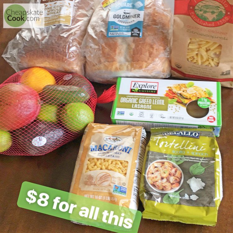 Kroger and Sprouts deals - part of a healthy grocery haul for only $21. Full of real food, produce, organic and non-GMO pasta and bread, uncured and nitrate-free meat, greek yogurt, and gluten-free products. From CheapskateCook.com