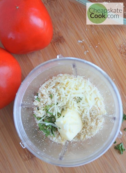 breadcrumb herb filling ready to be blended