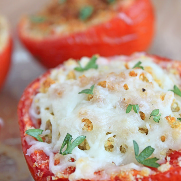 Stuffed tomatoes topped with cheese