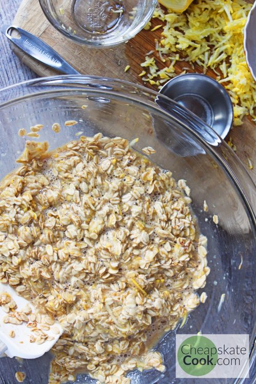 Zucchini bread baked oatmeal ingredients stirred together