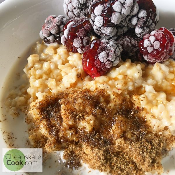 steel cut oats topped with frozen berries