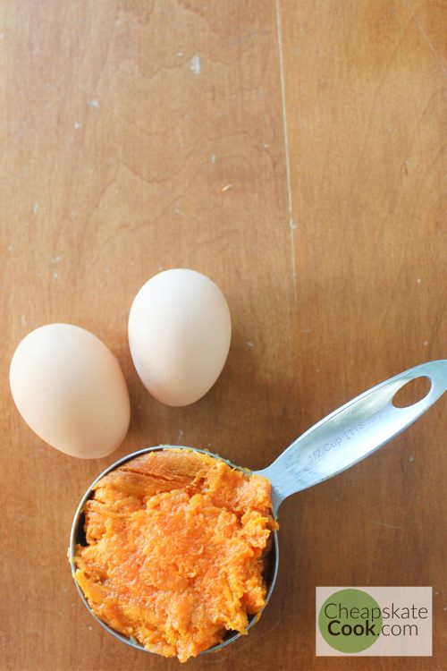 sweet potato and 2 eggs