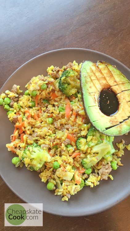 leftover rice and veggies avocado