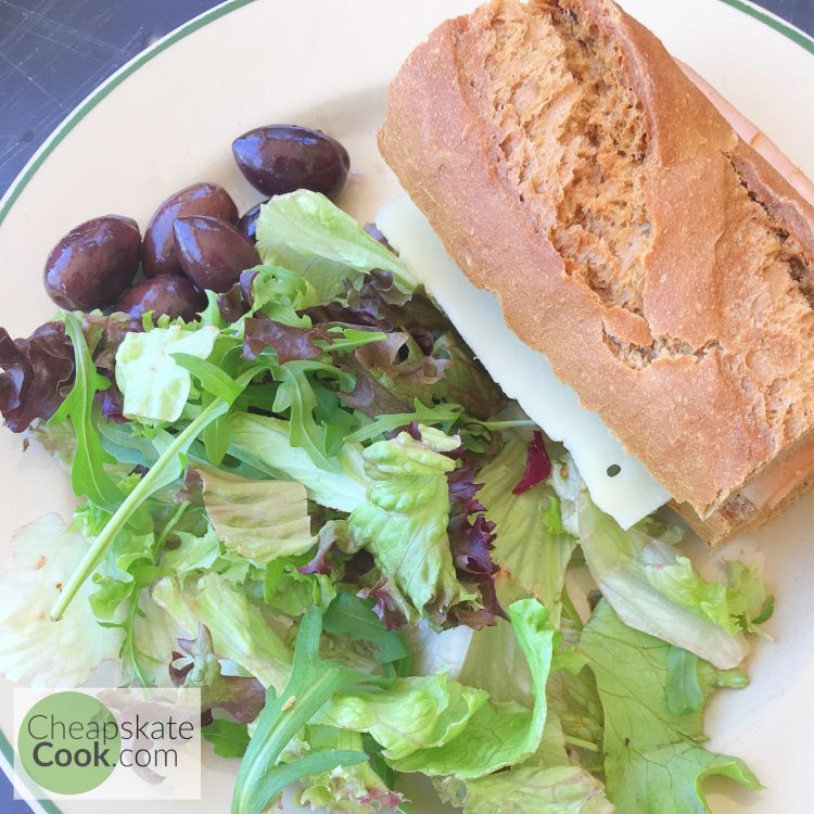 sandwich and salad in greece