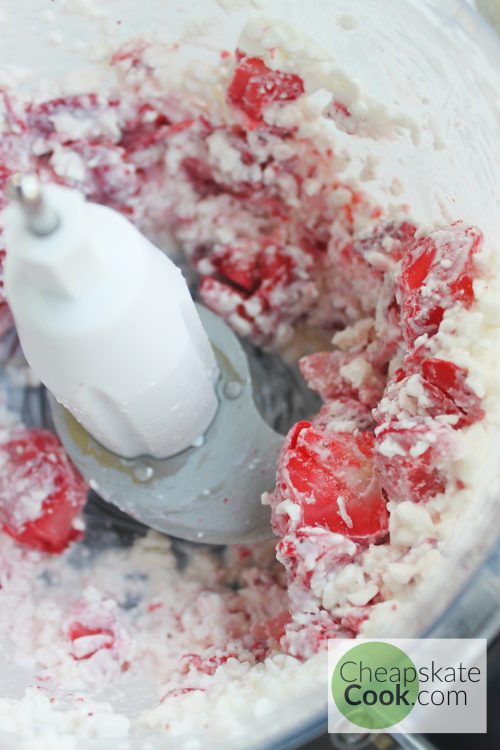 berries and cottage cheese in food processor