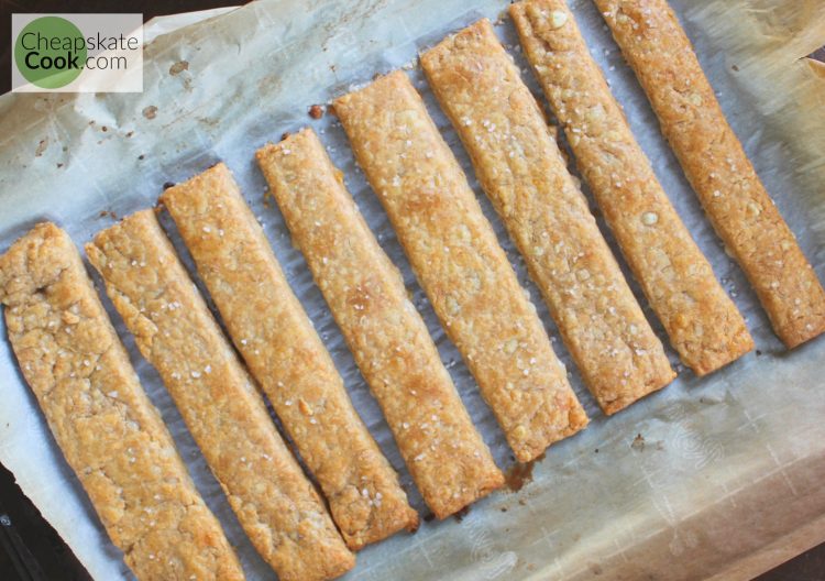 cheese crackers on cookie sheet