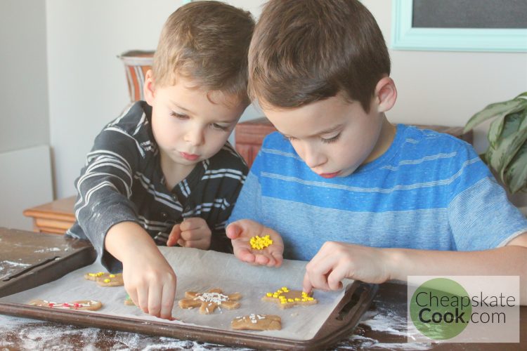 Kids making Christmas cookies