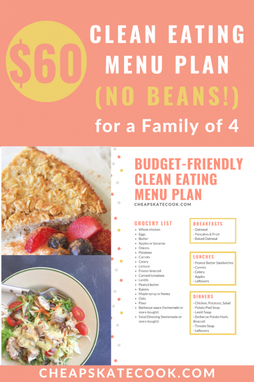 Budget-Friendly Clean Eating (No Beans) Menu Plan Pingraphic