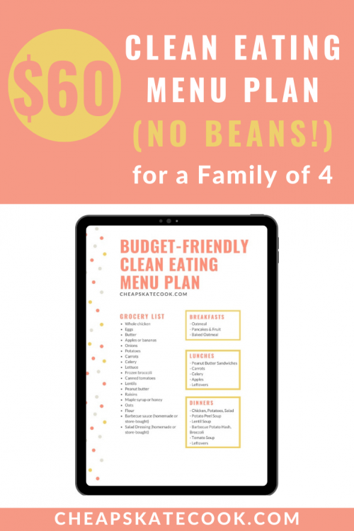 Another Budget-Friendly Clean Eating (No Beans) Menu Plan Pingraphic