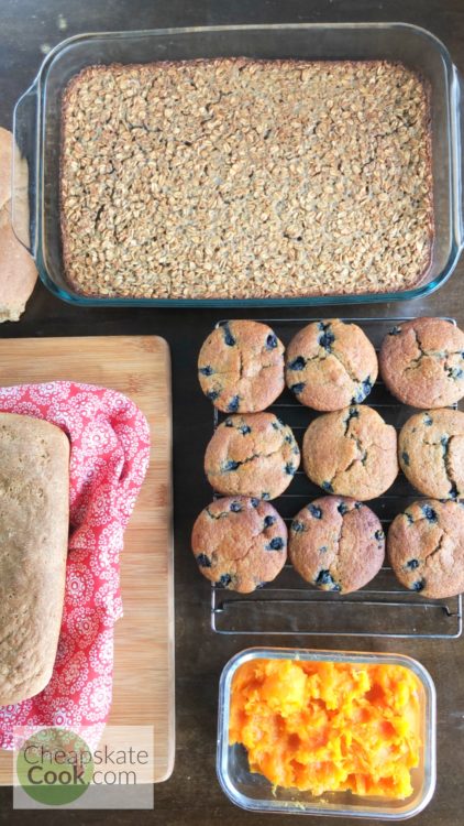 budget-friendly baking day meal prep flat lay 2