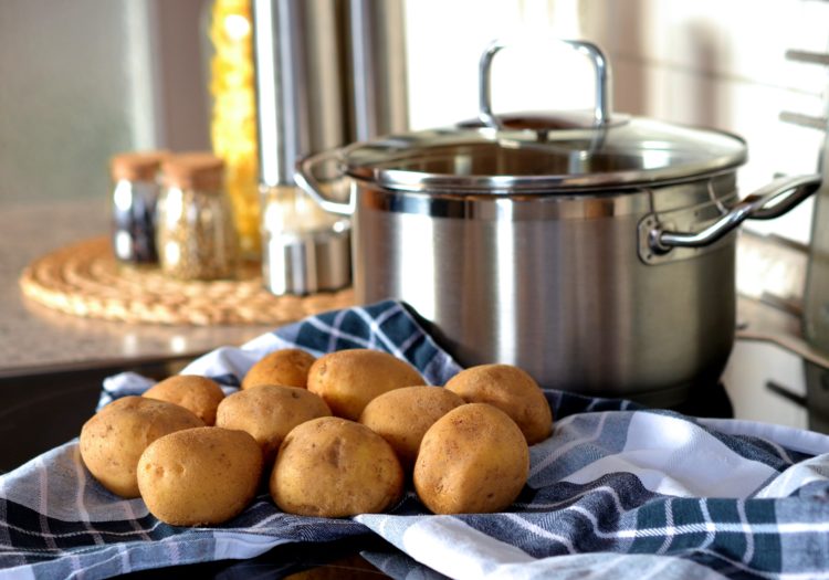 cooking pot and potatoes