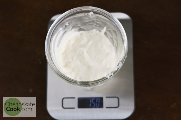 sourdough starter on a food scale