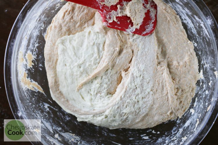 mixing the easy sourdough bread