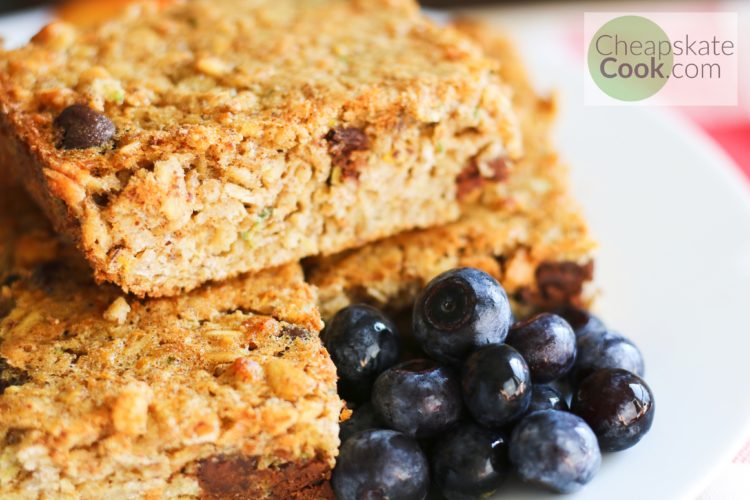 Zucchini bread baked oatmeal from the side