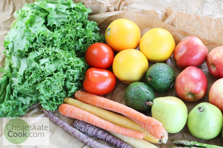 Farmbox fruits & veggies - lettuce, carrots, tomatoes, oranges, avocados, apples, pears
