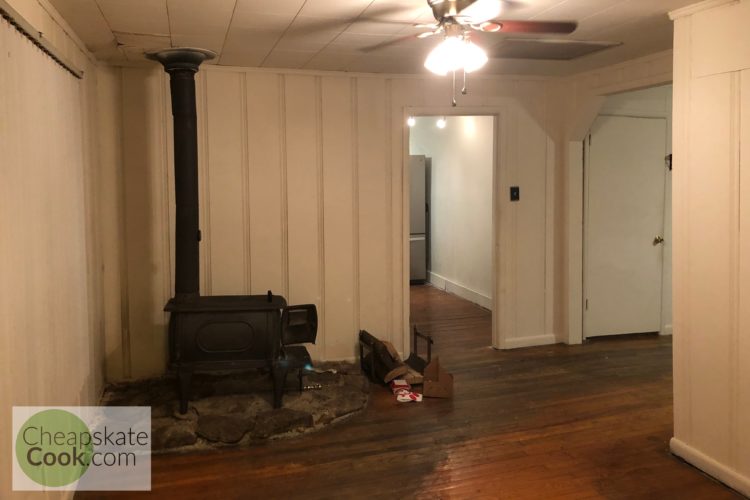 room with wood stove in our farmhouse