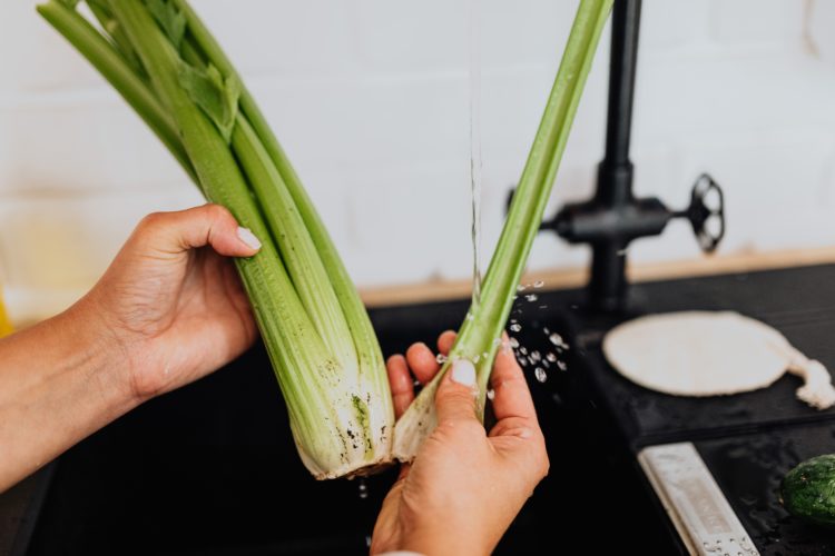 washing celery
