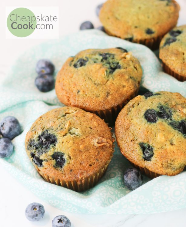 blueberry muffins on a napkin