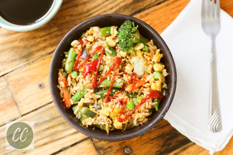 bowl of fried rice and veggies